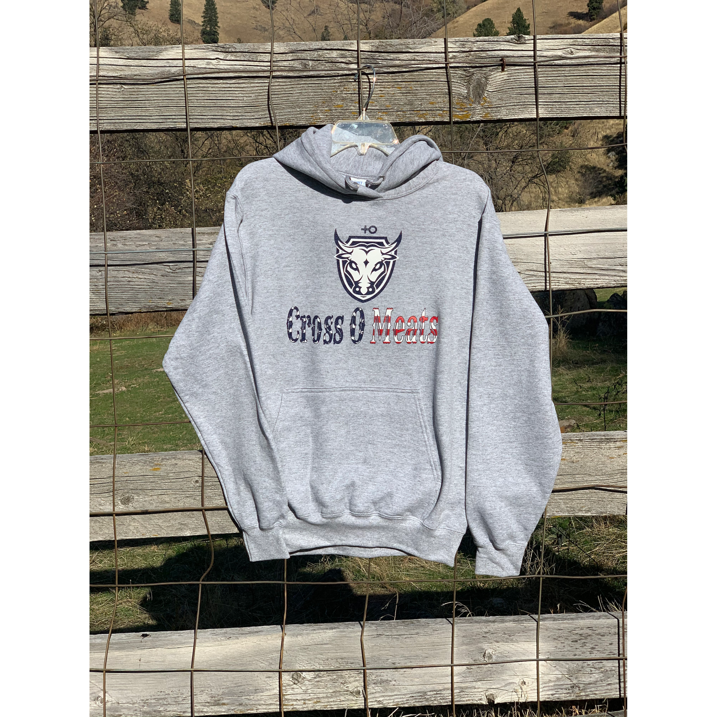 "Cross O Meats Original American" Grey Hoodie