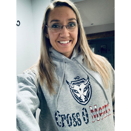 "Cross O Meats Original American" Grey Hoodie
