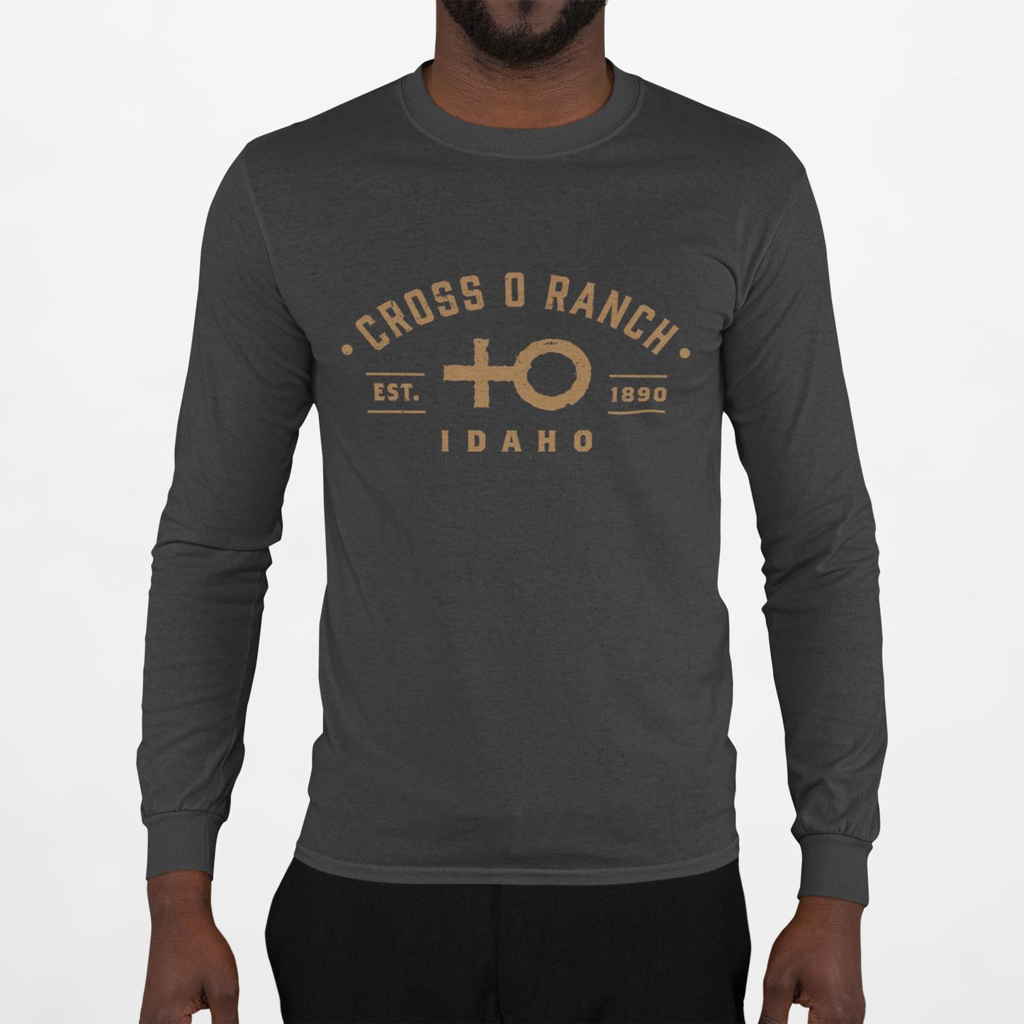 "Cross O Ranch - Established 1890" Charcoal Long Sleeve T-Shirt